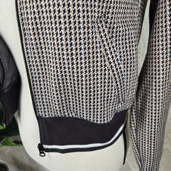 iets frans...Size XS Brown Houndstooth Zip Front Jacket Adj Collar Zip Pockets - Picture 6 of 16
